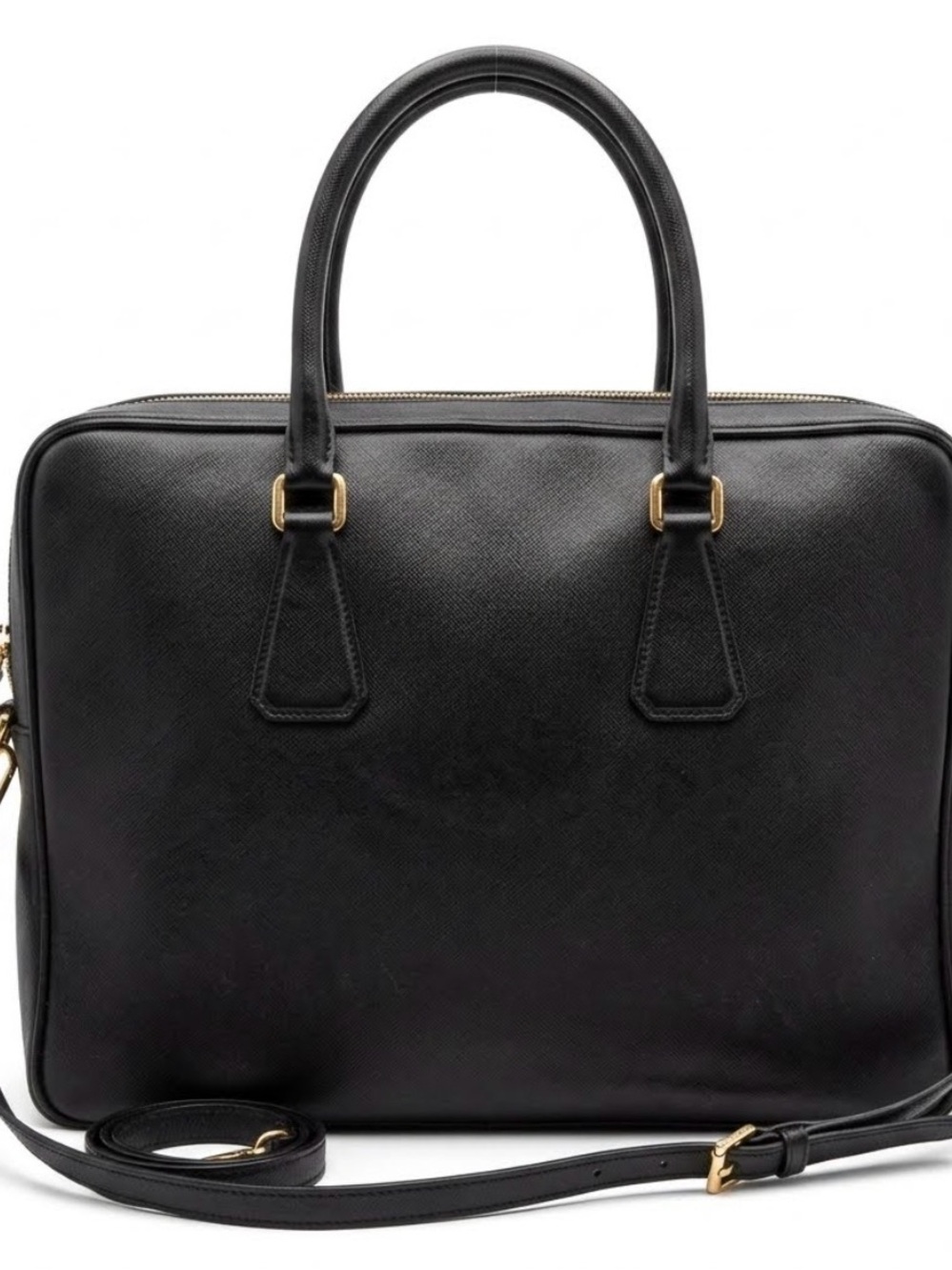 Prada Vintage Black Saffiano Leather Briefcase